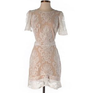 For love and lemons white lace open back dress